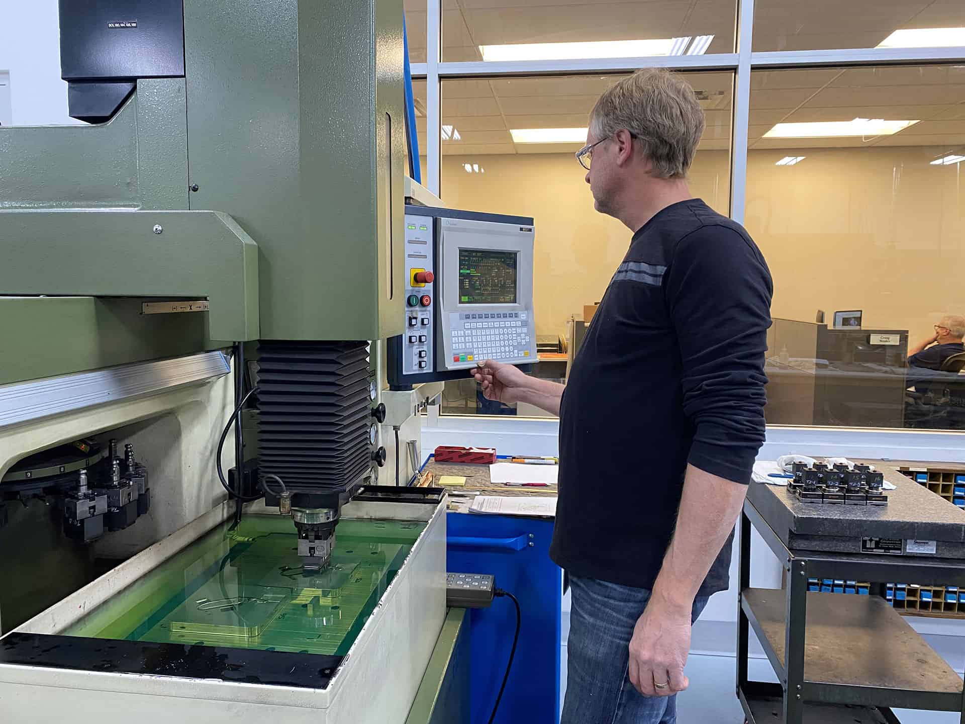 Man operating machinery.