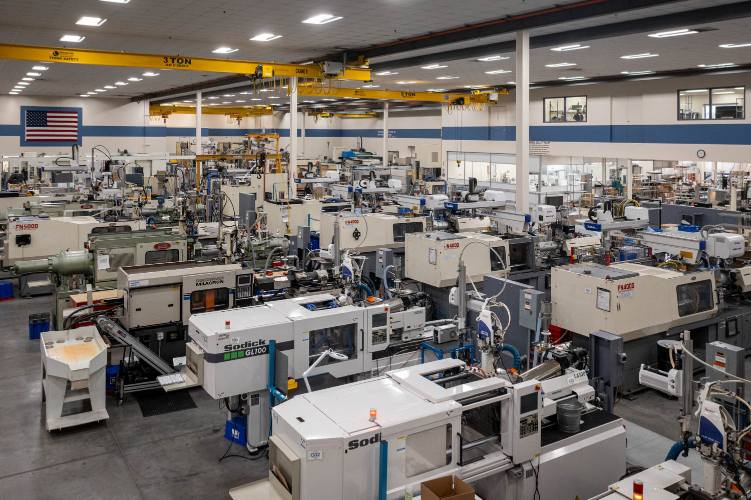 An overhead view of Velosity machinery