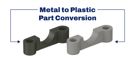 Metal-to-plastic part conversion graphic